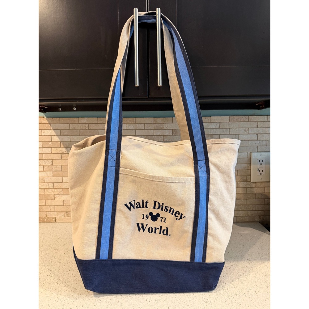 Walt Disney World 1971 Vintage Style Collectible Canvas Tote Bag Blue Handles